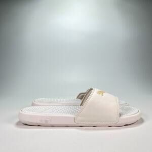 Puma Cool Cat 2.0 Slides White Gold Slip-On Sandals Comfort Shoes Women’s Size 7